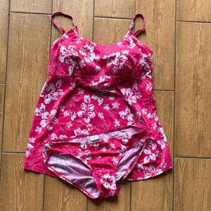 Baby by Motherhood Floral Tankini Swimsuit Set Pink White Women's Size M